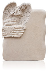 Grabdenkmal 10085 Atlantic Beige mit Ornament Engel A3090