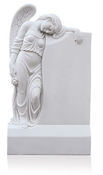 Grabdenkmal 10087 White Marble mit Ornament Engel A3089