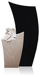 Grabdenkmal 9066* Super Black und Atlantic Beige mit Ornament Engel Nr. 5