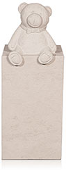 Kindergrabstein eckige Stele Atlantic Beige mit Ornament 9989*³ Bär