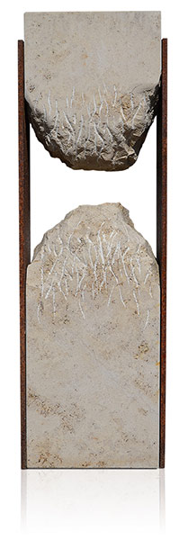 Grabdenkmal 9905* Jura Marmor mit Corten Stahl Werkstein Serie