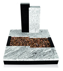 Grabanlage 4031 Wiscont White und Super Black mit Grabdenkmal 9925